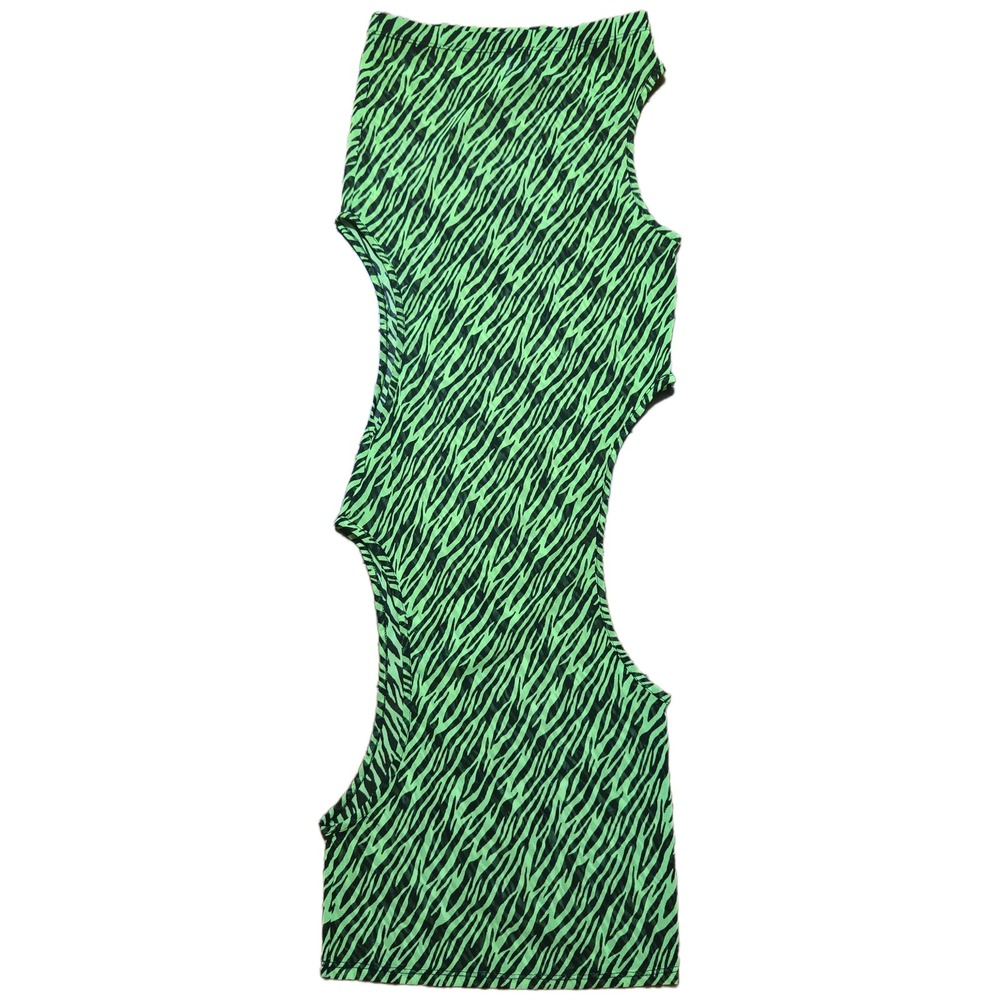 Sheer Goodtimeusa Womens Neon Green Zebra Print Cut Out Mesh Maxi Dress Lrg Sexy